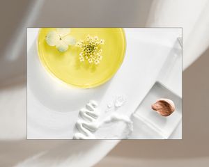 beauty products and flowers