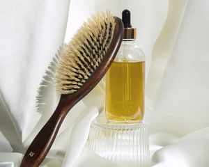 hair oil and brush