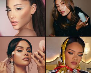 Clockwise from top left: Ariana Grande, Hailey Bieber, Rihanna, and Selena Gomez.