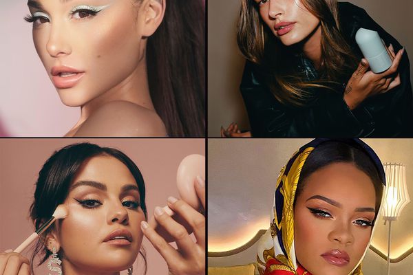 Clockwise from top left: Ariana Grande, Hailey Bieber, Rihanna, and Selena Gomez.