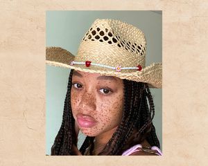 Salem Mitchell wears a Lack of Color woven cowboy hat