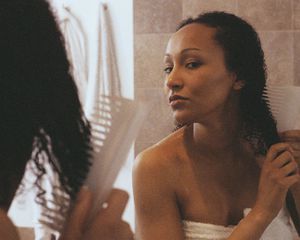 woman with curly hair