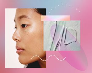 woman and cream swatch