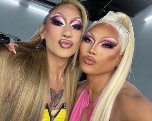 Aura Mayari and Anetra from RuPaul's Drag Race season 15.
