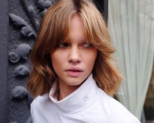 Model with a shaggy haircut.