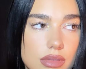 Dua Lipa wearing crystal constellation eyeshadow 