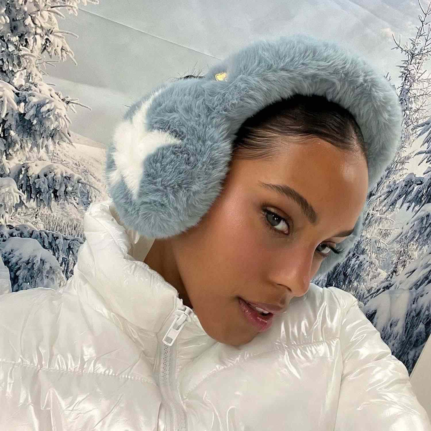 Woman wearing earmuffs