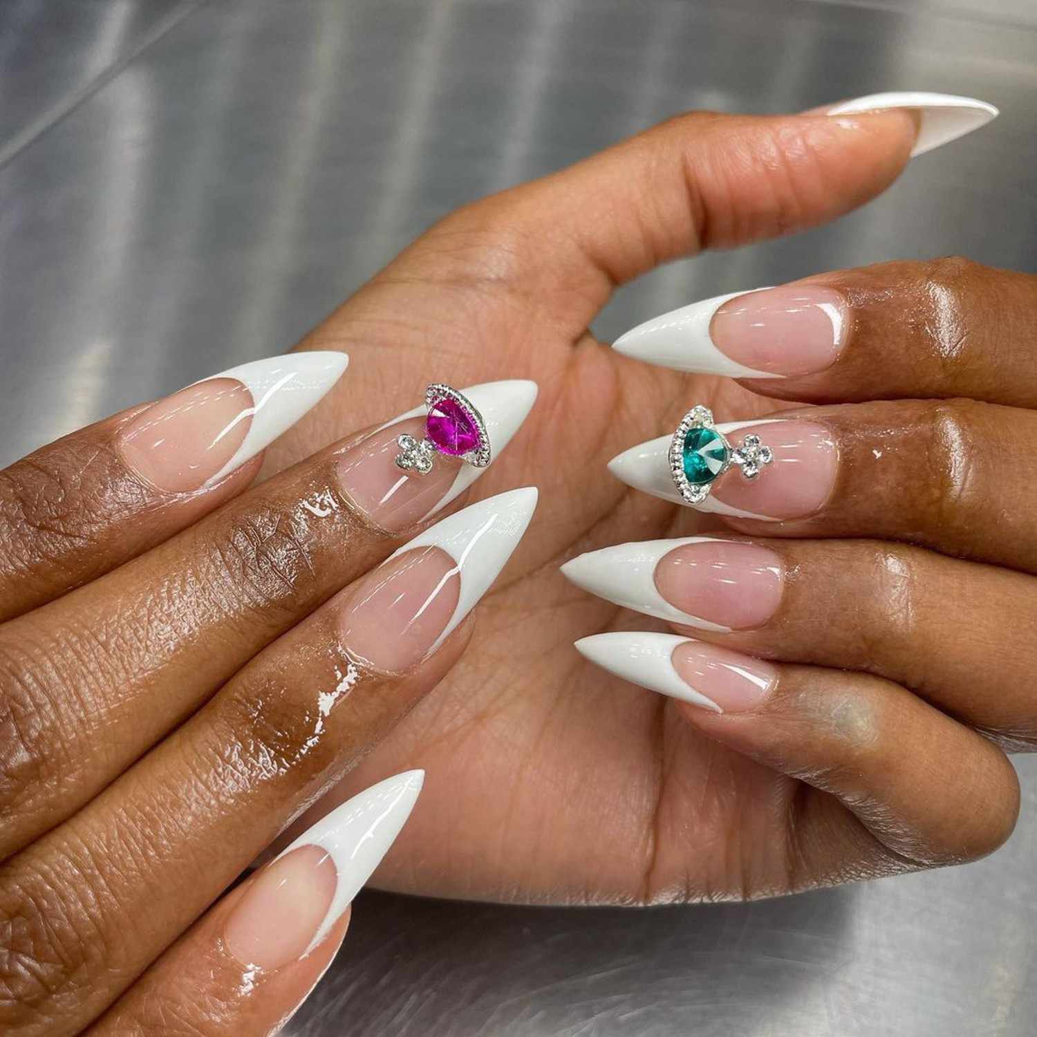 Gemstone Stiletto Nails
