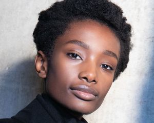 woman looking into camera