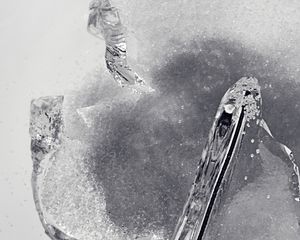 Close up of table salt and broken glass