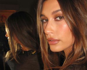 Hailey Bieber with glowing skin