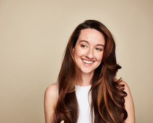 Woman with hot rolled hair