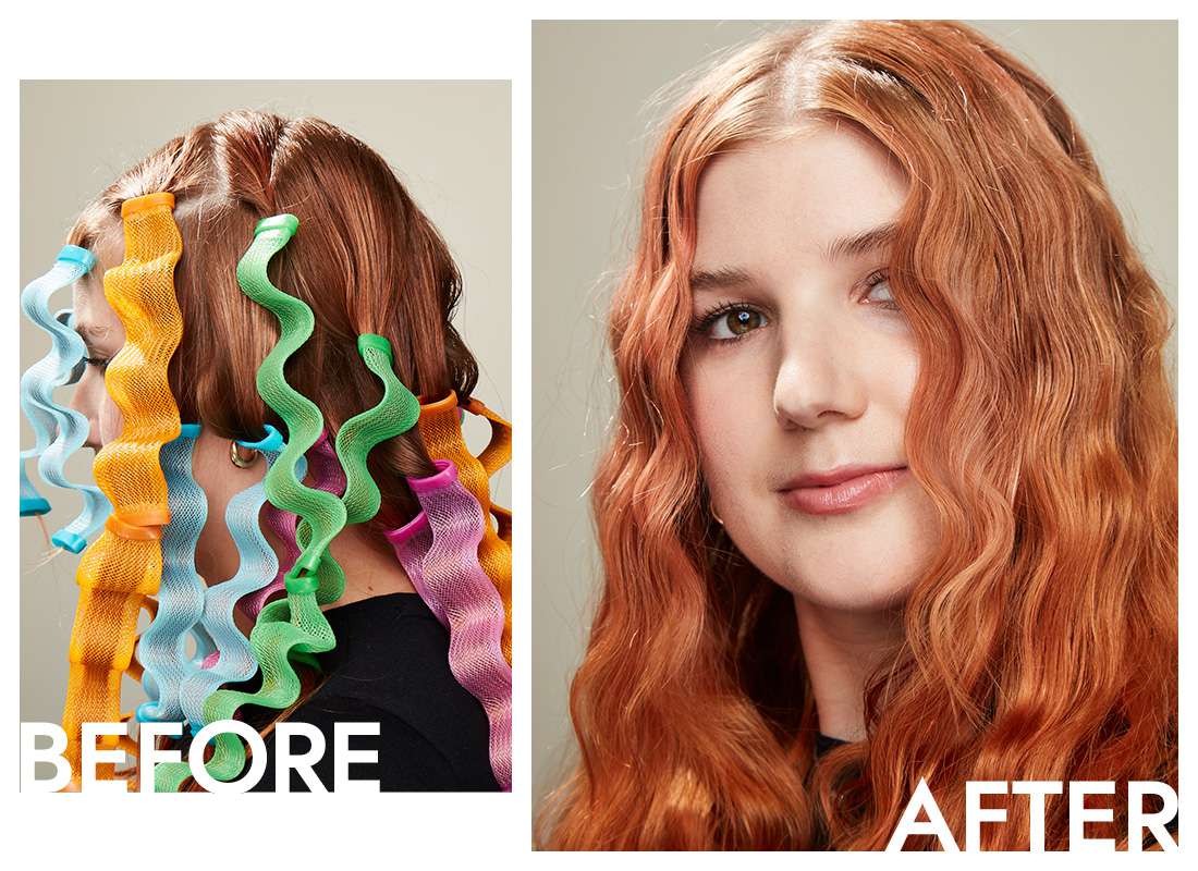Byrdie editor Bella Cacciatore with waveformers in her hair and with resulting waves