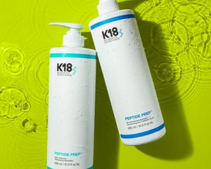 K18 Shampoos on a green background 