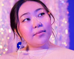 woman with shiny skin