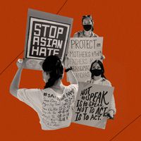 protestors holding stop asian hate signs