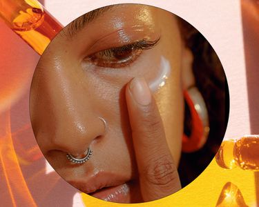 model applying skincare