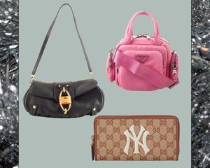 Salvatore Ferragamo bag, Prada bag, and Gucci wallet