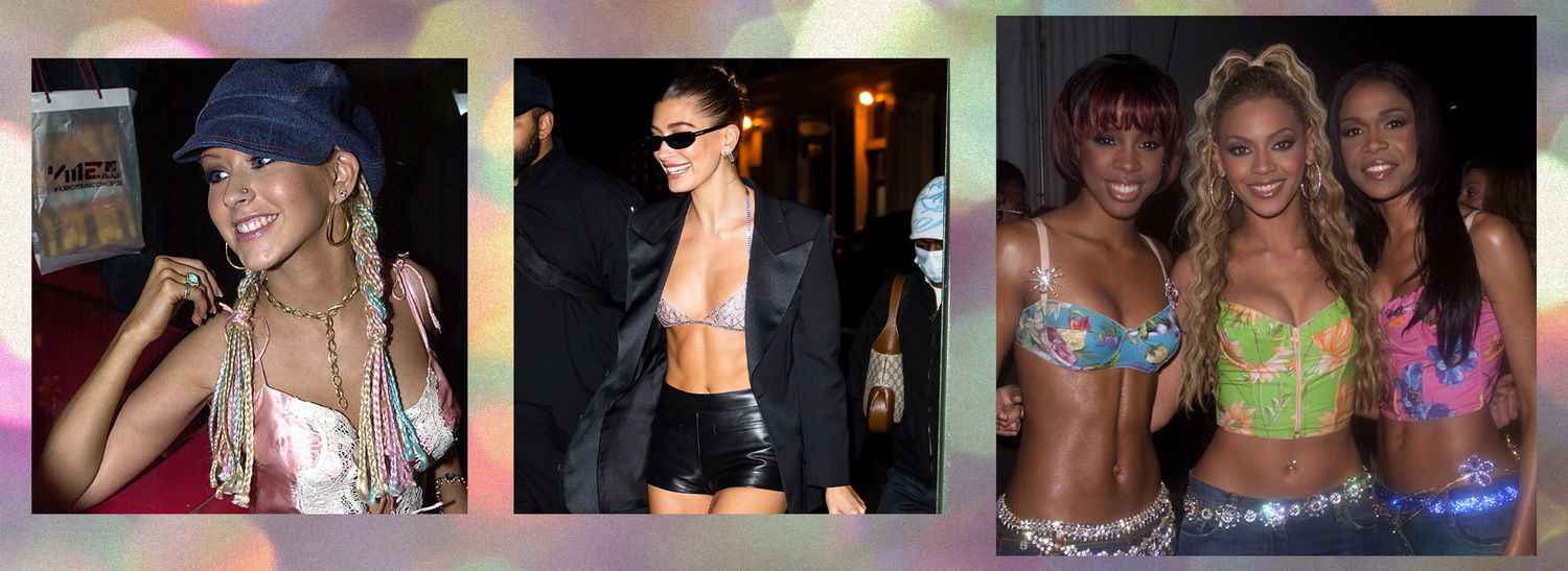 Christina Aguilera, Hailey Bieber, and Destiny's Child in going out tops