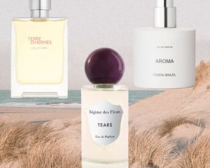 summer fragrances on a beach background