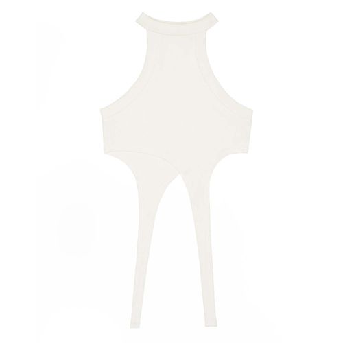 White "RaceHer" Ribbed Halter Tank ($180)
