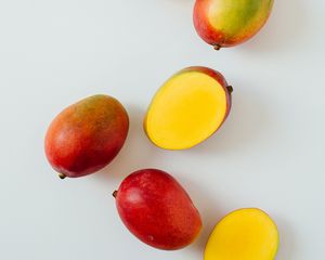 Mangoes on a white background