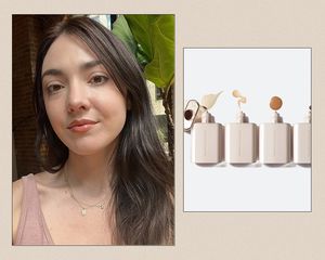 Split of woman and Westman Atelier Complexion Drops 