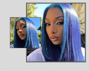 Megan thee stallion with a blue wig
