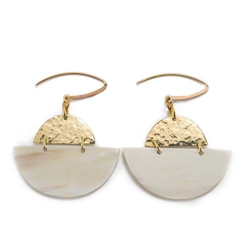 Sondu Brass and Horn Half Moon Earrings ($79)