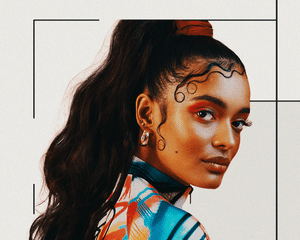BIPOC Woman Wearing Stunning Makeup with Her Hair in a High Ponytail and Swirled Edges