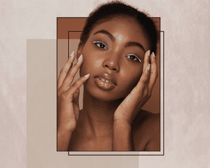 Woman with Almond Shaped Eyes Wearing Pearl Inspired Makeup 